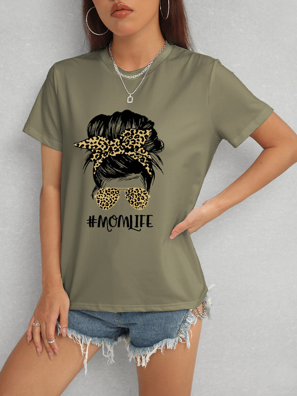 MOMLIFE Round Neck Short Sleeve T-Shirt-Teresa's Fashionista LLC