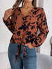 Printed V-Neck Long Sleeve Blouse-Teresa's Fashionista LLC