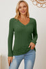 Basic Bae Full Size Ribbed V-Neck Long Sleeve T-Shirt-Teresa's Fashionista LLC
