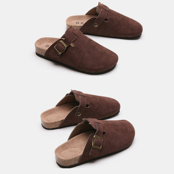 Suede Closed Toe Buckle Slide-Teresa's Fashionista LLC