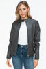 Snobbish Faux Leather Biker Jacket with Side Zip Pockets - Teresa's Fashionista LLC