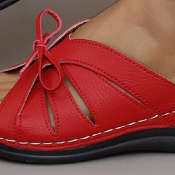 Tied Open Toe Low Heel Sandals-Teresa's Fashionista LLC