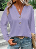 Eyelet Notched Long Sleeve T-Shirt-Teresa's Fashionista LLC