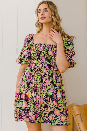 ODDI Full Size Floral Tie-Back Mini Dress-Teresa's Fashionista LLC