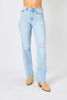 Judy Blue Full Size High Waist Distressed Straight Jeans-Teresa's Fashionista LLC