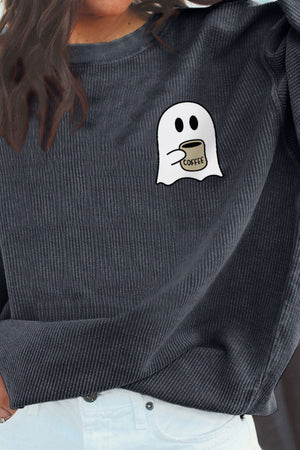 Ghost Graphic Drop Shoulder Sweatshirt - Teresa's Fashionista LLC