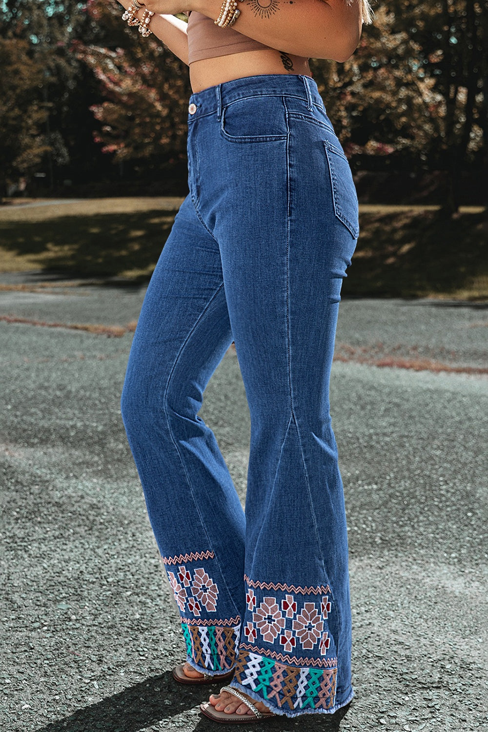 Embroidered Bootcut Jeans-Teresa's Fashionista LLC