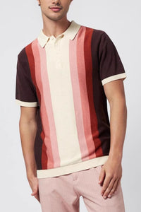 Men's Plus Size Contrast Striped Short Sleeve Polo