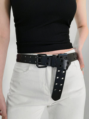 Grommet PU Leather Belt-Teresa's Fashionista LLC