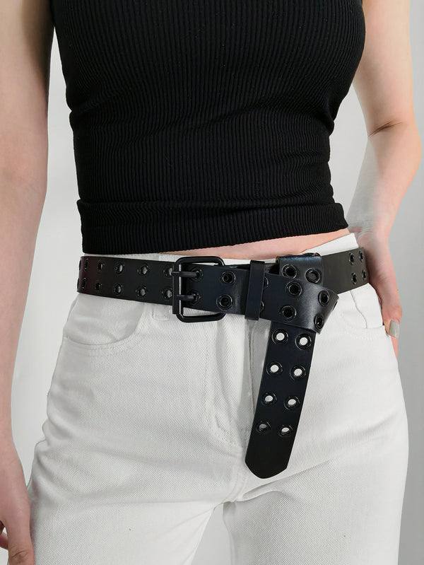 Grommet PU Leather Belt-Teresa's Fashionista LLC