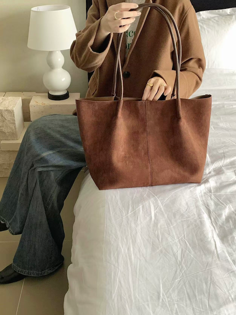 P24123 Suede-Like Microfiber Leather Tote w/Cosmetic Pouch