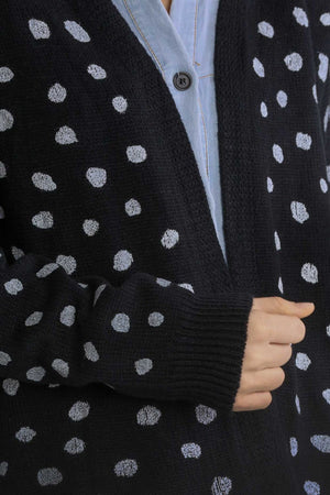 Umgee Polka Dot Open Front Drop Shoulder Cardigan - Teresa's Fashionista LLC