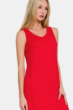 Zenana Scoop Neck Wide Strap Tank Dress - Teresa's Fashionista LLC