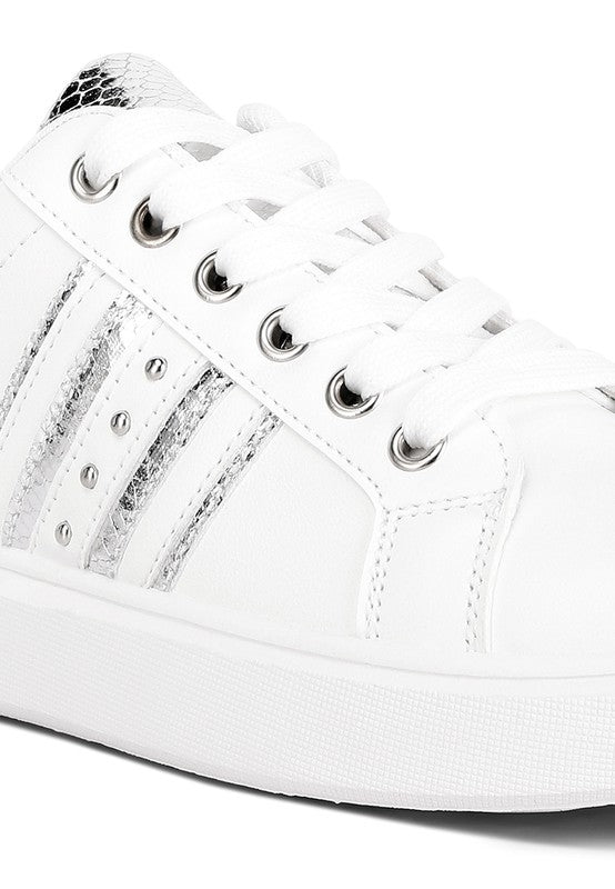 Claude Faux Leather Back Panel Detail Sneakers-Teresa&#39;s Fashionista LLC