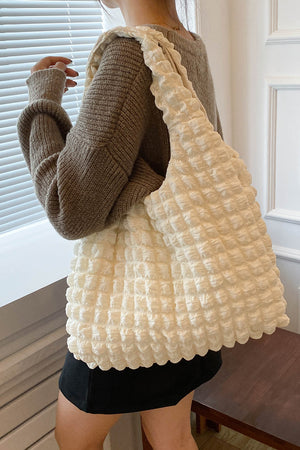 Ruched Polyester Large Handbag-Teresa's Fashionista LLC
