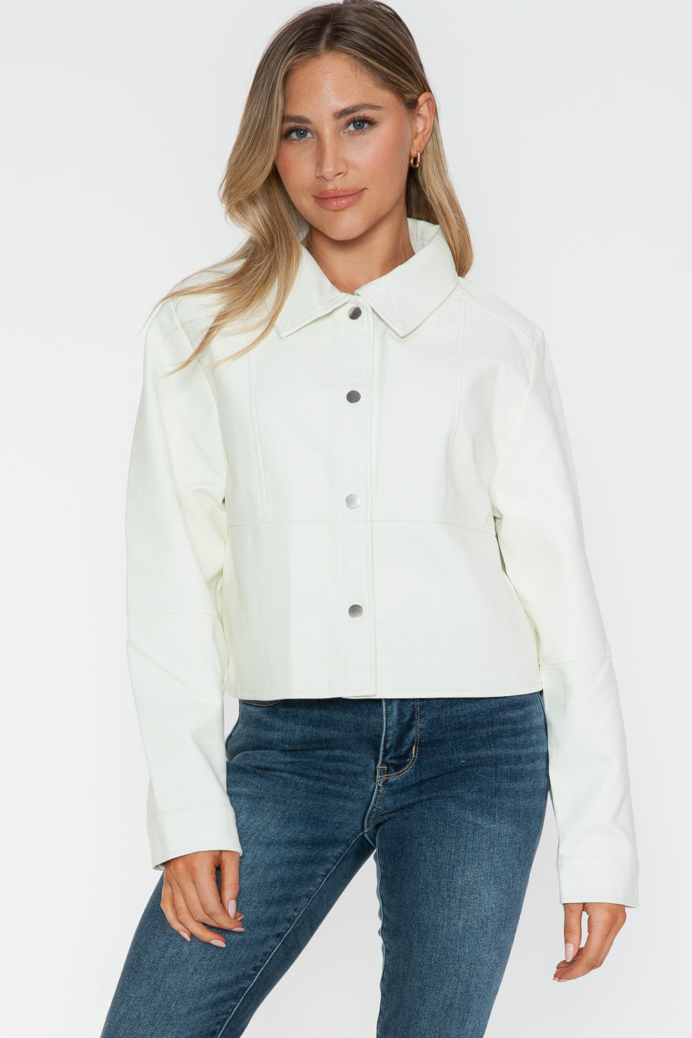 Snobbish Snap Down Long Sleeve PU Leather Jacket - Teresa's Fashionista LLC