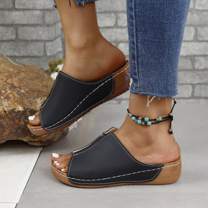PU Leather Open Toe Sandals-Teresa's Fashionista LLC