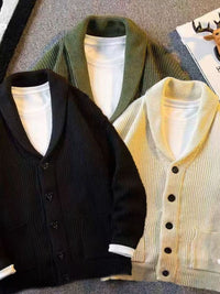 Men's Plus Size Button Down Long Sleeve Cardigan