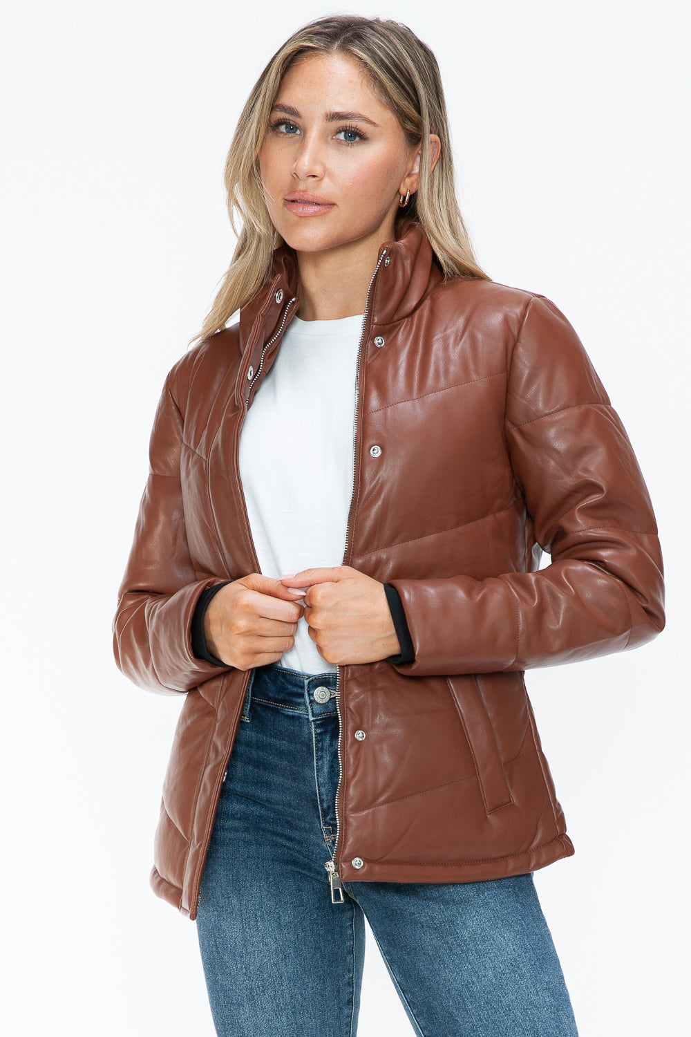 Snobbish Pocketed Zip Up Turtleneck Puffer Jacket - Teresa's Fashionista LLC