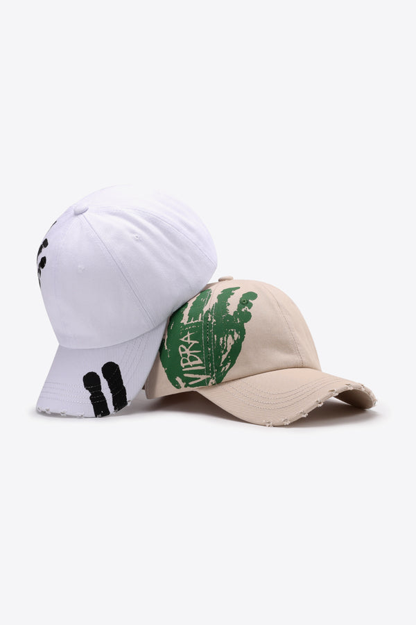 VIBRA Graphic Distressed Adjustable Baseball Cap-Teresa's Fashionista LLC