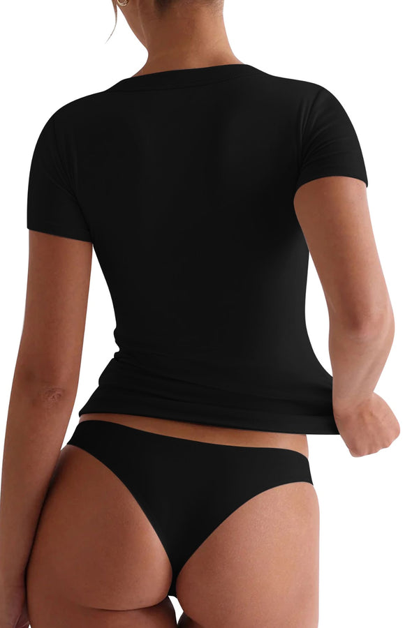 Lovelet Scoop Neck Short Sleeve T-Shirt - Teresa's Fashionista LLC