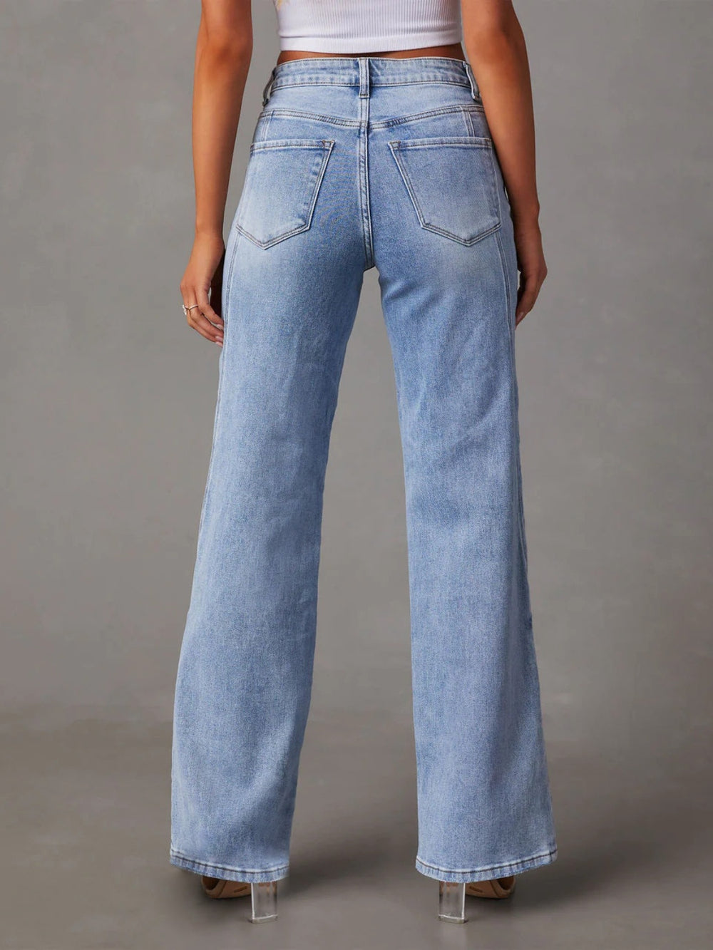 High Waist Straight Jeans with Pockets - Teresa's Fashionista LLC