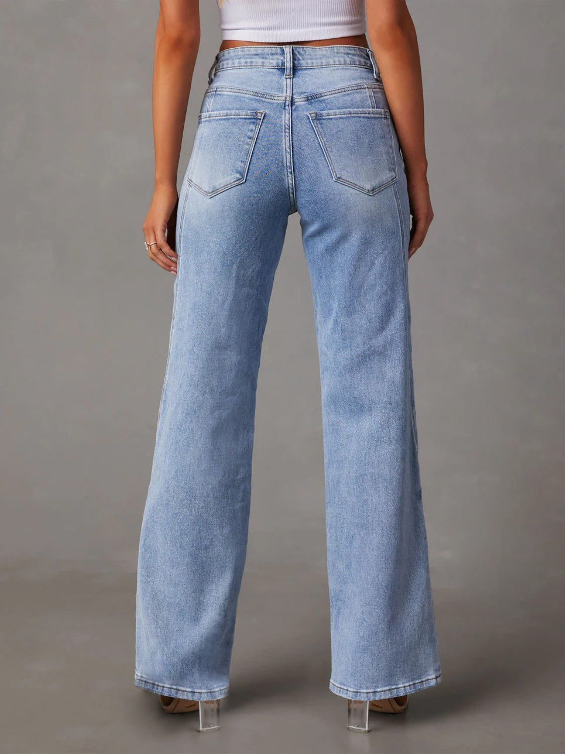 High Waist Straight Jeans with Pockets - Teresa's Fashionista LLC