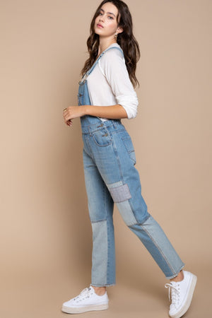 POL Front Chest Zipper Slim Leg Denim Overalls - Teresa's Fashionista LLC