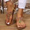 PU Leather Beaded Flat Sandals-Teresa's Fashionista LLC