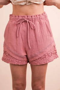 VERY J Lace Contrast Detail Woven Shorts