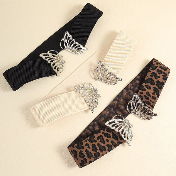 Butterfly Alloy Buckle Elastic Belt-Teresa's Fashionista LLC