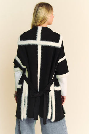 Davi & Dani Fuzzy Trim Open Front Loose Fit Cardigan - Teresa's Fashionista LLC