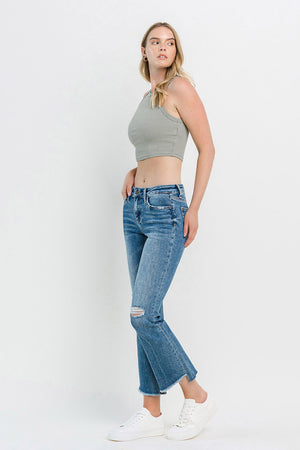Vervet by Flying Monkey Full Size Mid Rise Distressed Cropped Flare Jeans-Teresa's Fashionista LLC