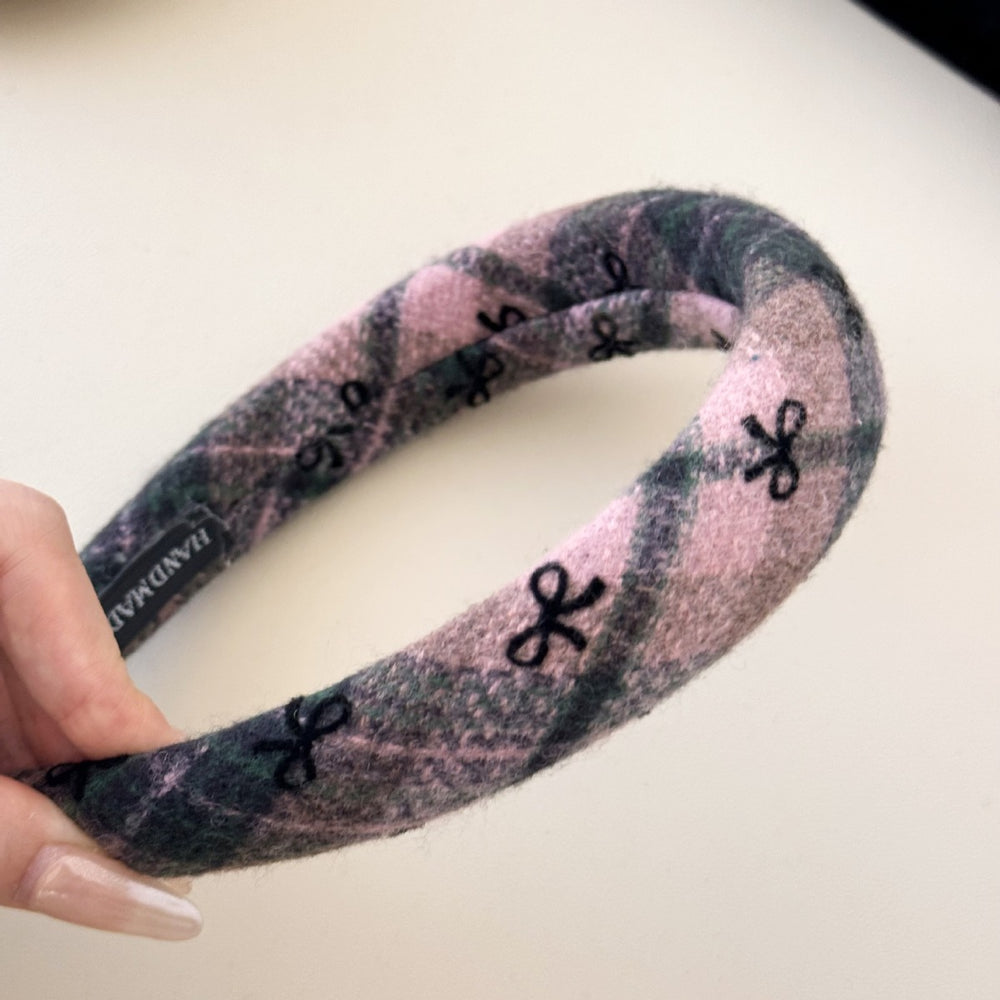 Bow Plaid Polyester Hair Headband - Teresa's Fashionista LLC