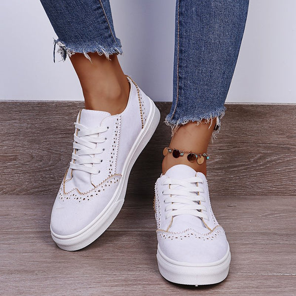 Lace-Up Suedette Flat Sneakers-Teresa's Fashionista LLC