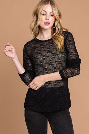 Culture Code Full Size Round Neck Mesh Perspective Top-Teresa's Fashionista LLC