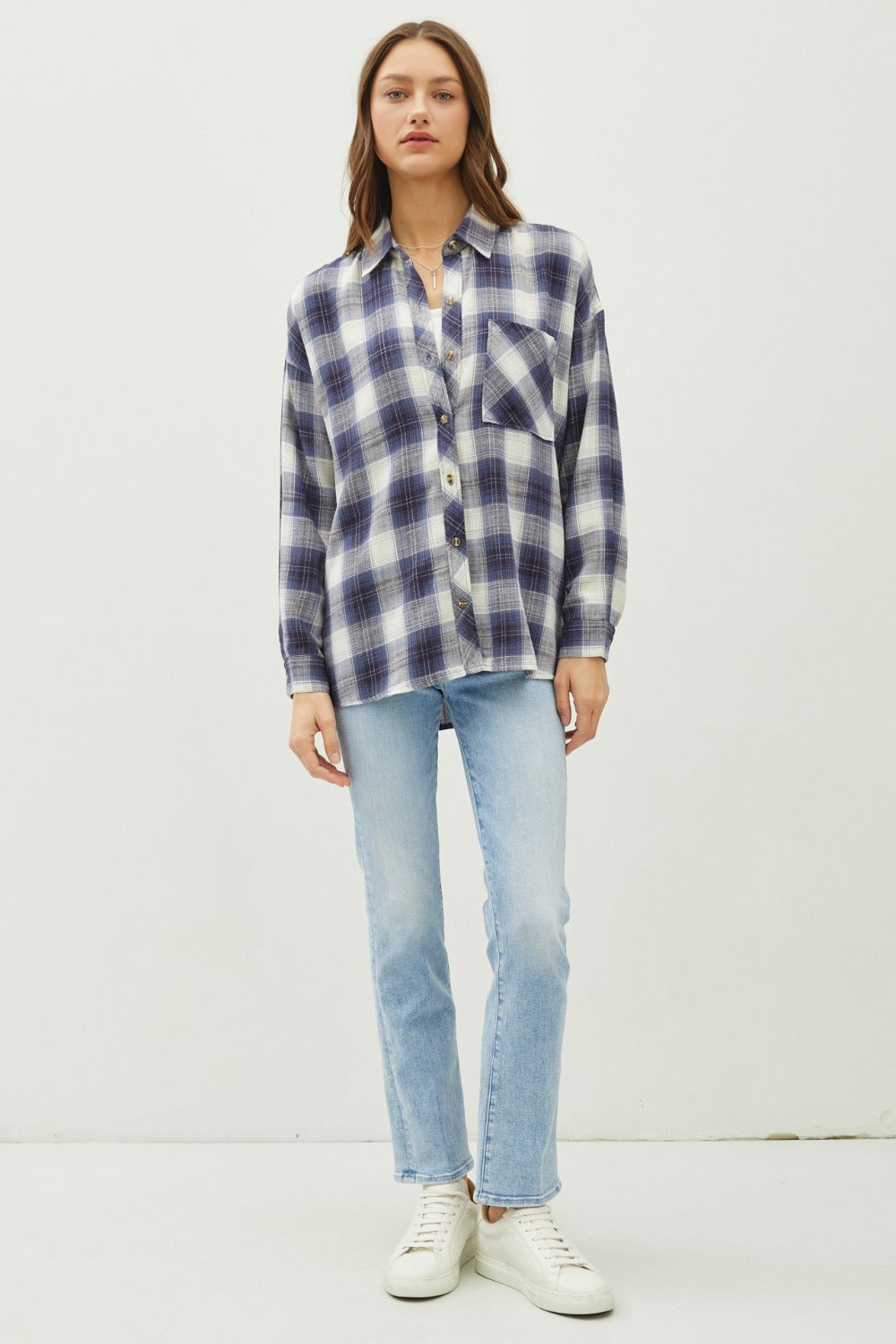 Be Cool Plaid Flannel Button Down Shirt with Chest Pocket - Teresa's Fashionista LLC