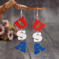 USA Wooden Letter Dangle Earrings-Teresa's Fashionista LLC