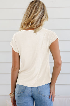Cowl Neck Short Sleeve T-Shirt-Teresa's Fashionista LLC