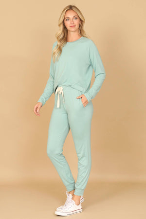 YMP40001V-SOLID LONG SLEEVE TOP AND JOGGERS SET