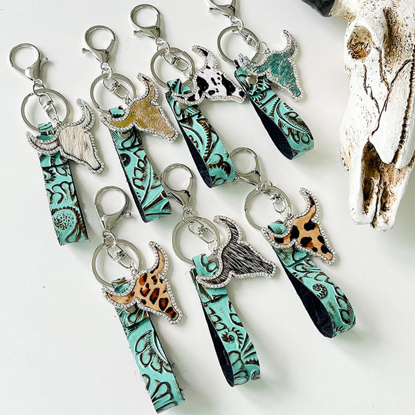 Rhinestone Bull Keychain-Teresa's Fashionista LLC