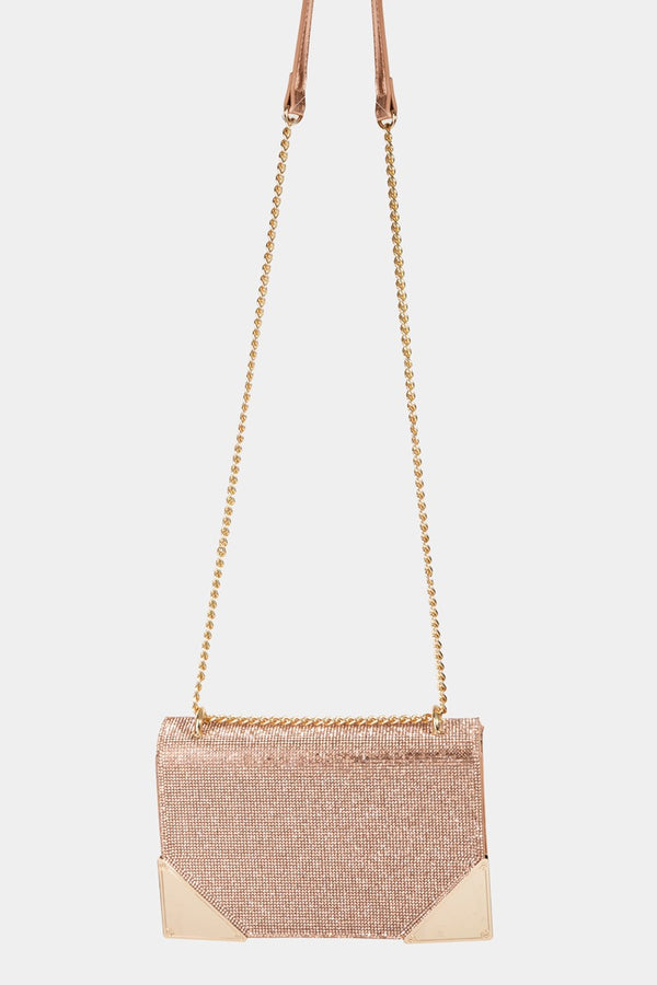 Fame Rhinestone Studded Rectangle Crossbody Bag-Teresa's Fashionista LLC