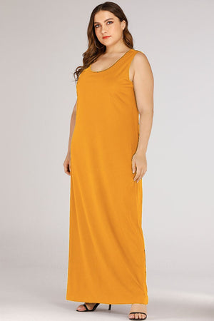 Plus Size Scoop Neck Maxi Tank Dress-Teresa's Fashionista LLC