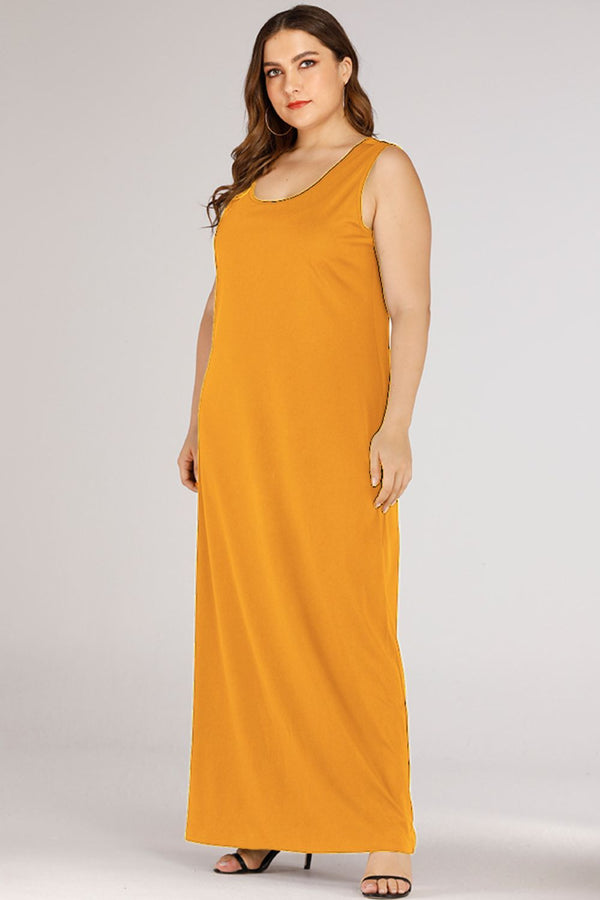Plus Size Scoop Neck Maxi Tank Dress-Teresa's Fashionista LLC