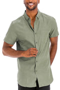 Weiv Men's Casual Short Sleeve Solid Shirts-Teresa's Fashionista LLC