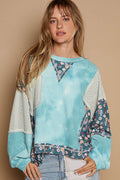 POL Floral Patchwork Round Neck Knit Top - Teresa's Fashionista LLC
