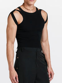 Men's Full Size Cutout Round Neck Tank Plus Size