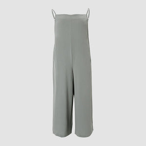 Women's Sleeveless Jumpsuit With Pockets And Adjustable Shoulder Strap Fashion Loose Wide Leg Straight Overalls Summer Beach Trousers - Teresa's Fashionista LLC