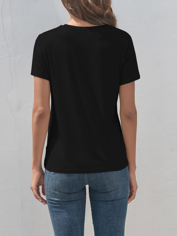 Heart Round Neck Short Sleeve T-Shirt-Teresa's Fashionista LLC