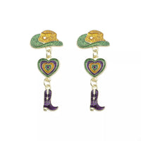 Cowboy Hat Boot Dangle Earrings